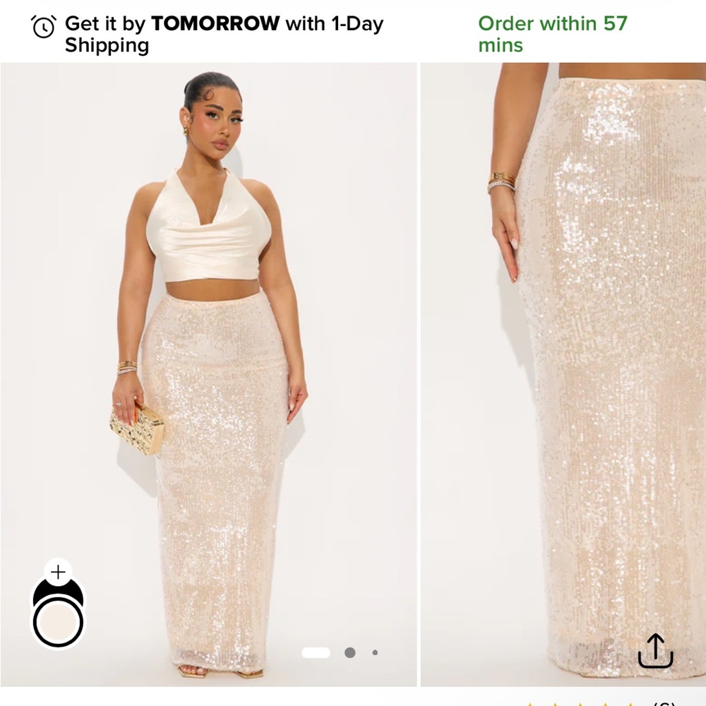 Sequin Maxi Skirt - Champagne